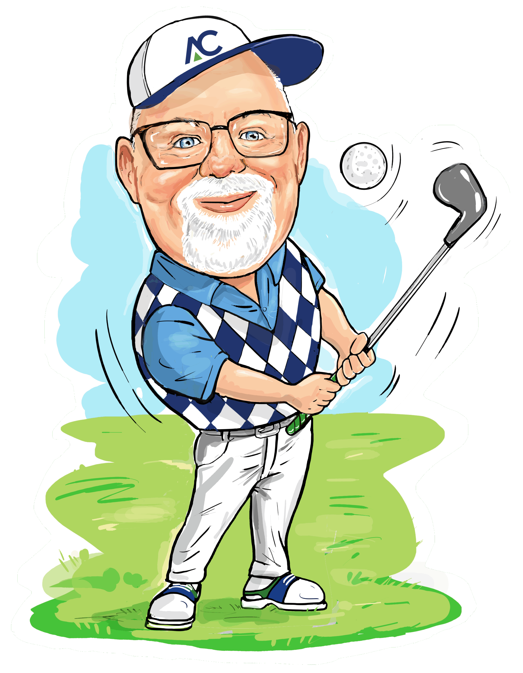 Rich Golfing Cartoon of Rich Anderson golfing
